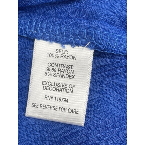 Farmers Market Women's Blouse Petite Medium 100% Rayon Lace V-Neck Boho Blue - Picture 3 of 13